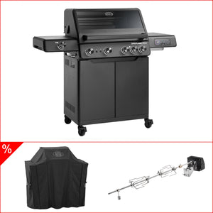 Rösle EPICFLAME Pro 4 Gasgrill inkl. Abdeckhaube & Rotisserie, Grillbundle