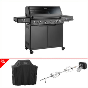 Rösle EPICFLAME Pro 6 Gasgrill inkl. Abdeckhaube & Rotisserie, Grillbundle