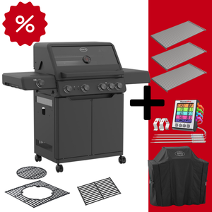 Rösle ALLFLAME Hero 4 - GRILLGOODS EDITION mit Edelstahlrosten - inkl. Abdeckhaube und ThermoPro TP17H Kernthermometer
