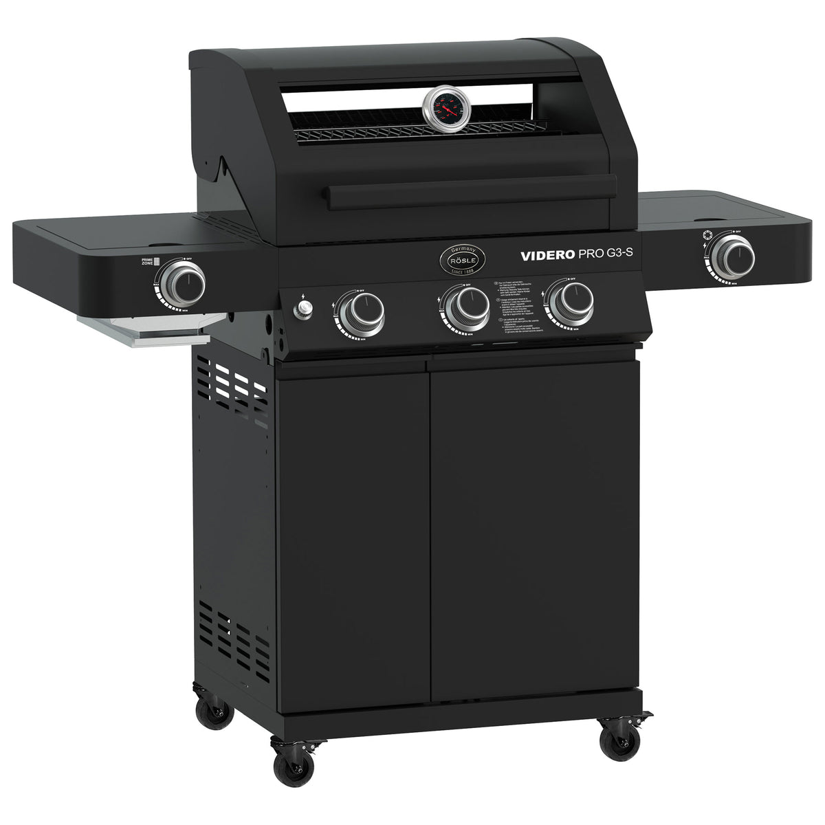 Rösle Videro Pro G3-S Vario+ 50mbar, Grillrost aus Gusseisen, für 1 - 8 Personen
