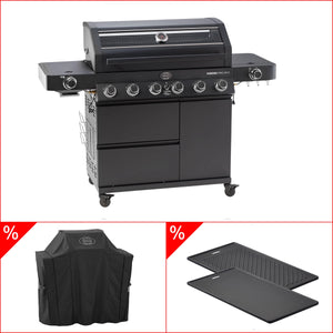 Rösle Videro Pro G6-S Vario+ 50mbar inkl. GRATIS Abdeckhaube und Grillplatte, eckig, Grillrost aus Gusseisen, für 1 - 20