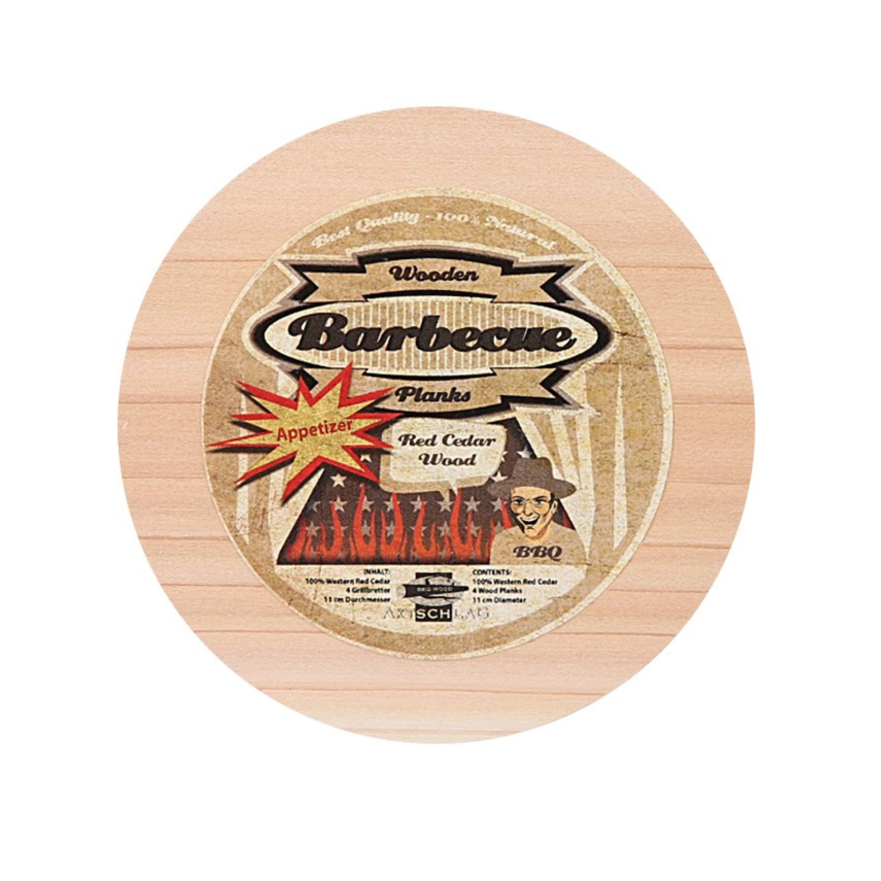Axtschlag Räucherbretter (Wood Planks) Western Red Cedar Appetizer Plank rund 4er Pack 11cm, Grillzubehör