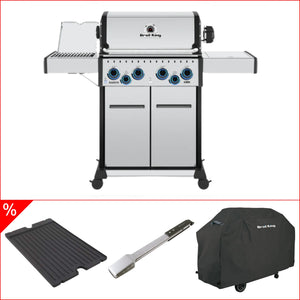 Broil King Baron S 490 IRX Gasgrill (2026) – Set inkl. Infrarot-Brenner, Abdeckhaube, Grillzange & Gussplatte, Grillbundle