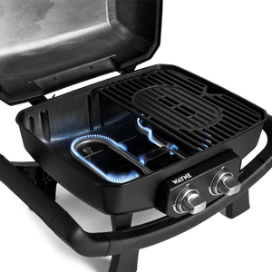 Burnhard WAYNE Balkongrill 2-Brenner inkl. Rollwagen, Grillrost aus Gusseisen, für 1 - 3 Personen, Detailansicht 1