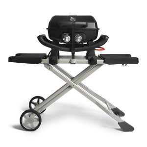 Burnhard WAYNE Balkongrill 2-Brenner inkl. Rollwagen, Grillrost aus Gusseisen, für 1 - 3 Personen