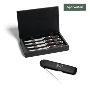 Burnhard Steakmesser-Set 4-tlg. & Einstich-Thermometer, klappbar, Grillzubehör