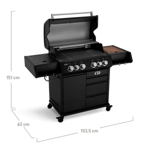Burnhard Big EARL Premium-Gasgrill 4-Brenner Black mit Gusseisenrost, Detailansicht 2