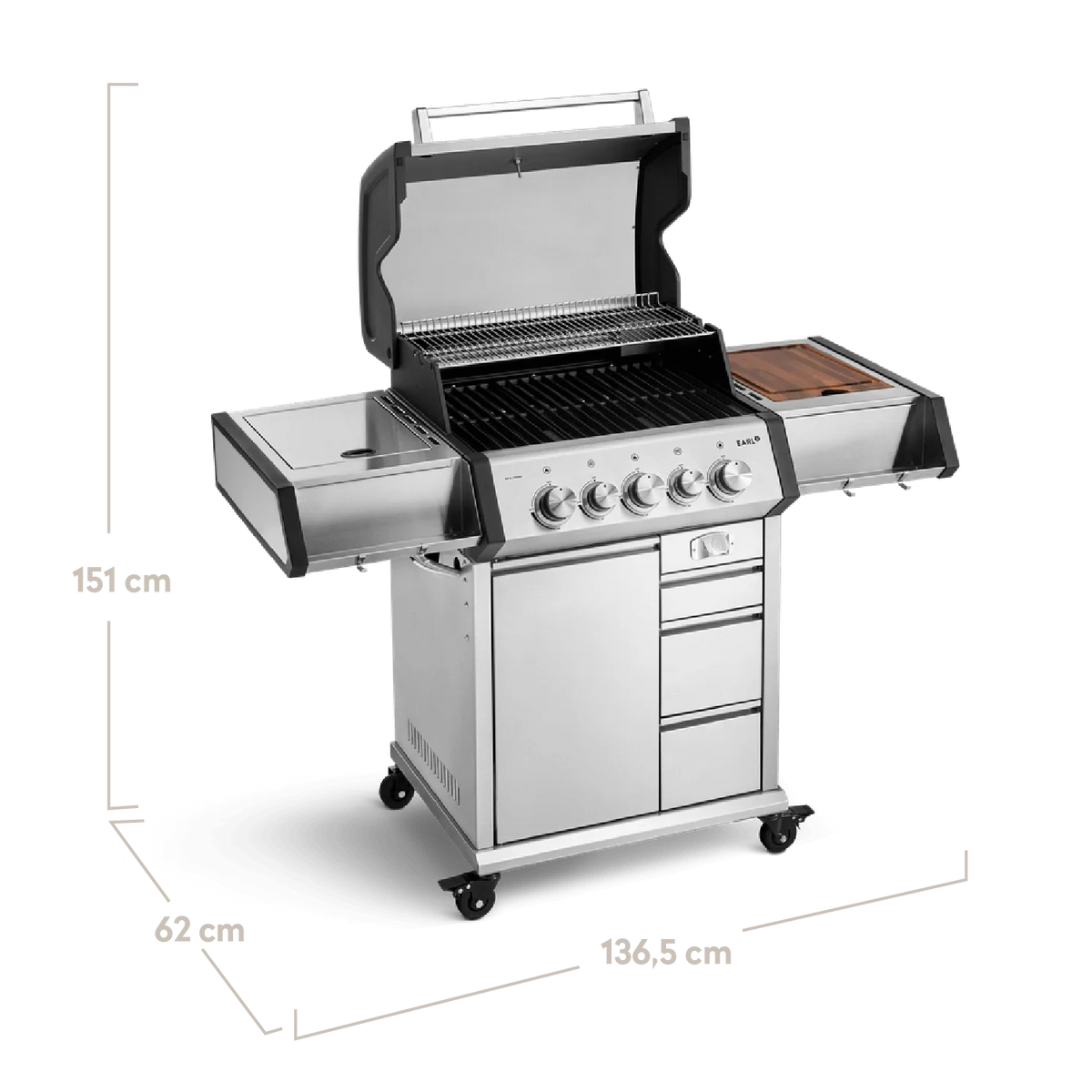 Burnhard EARL Premium-Gasgrill 3-Brenner Edelstahl mit Edelstahlrost, Grillrost, Detailansicht 2