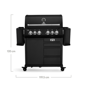 Burnhard Big EARL Premium-Gasgrill 4-Brenner Black mit Gusseisenrost, Detailansicht 1