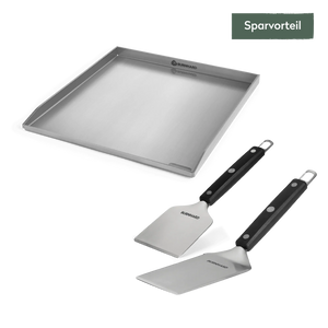 Burnhard Plancha Set mit 2tlg. Grillspachtel und Grillschaber Fred 41, 5 x 40, 0 cm, Grillzubehör