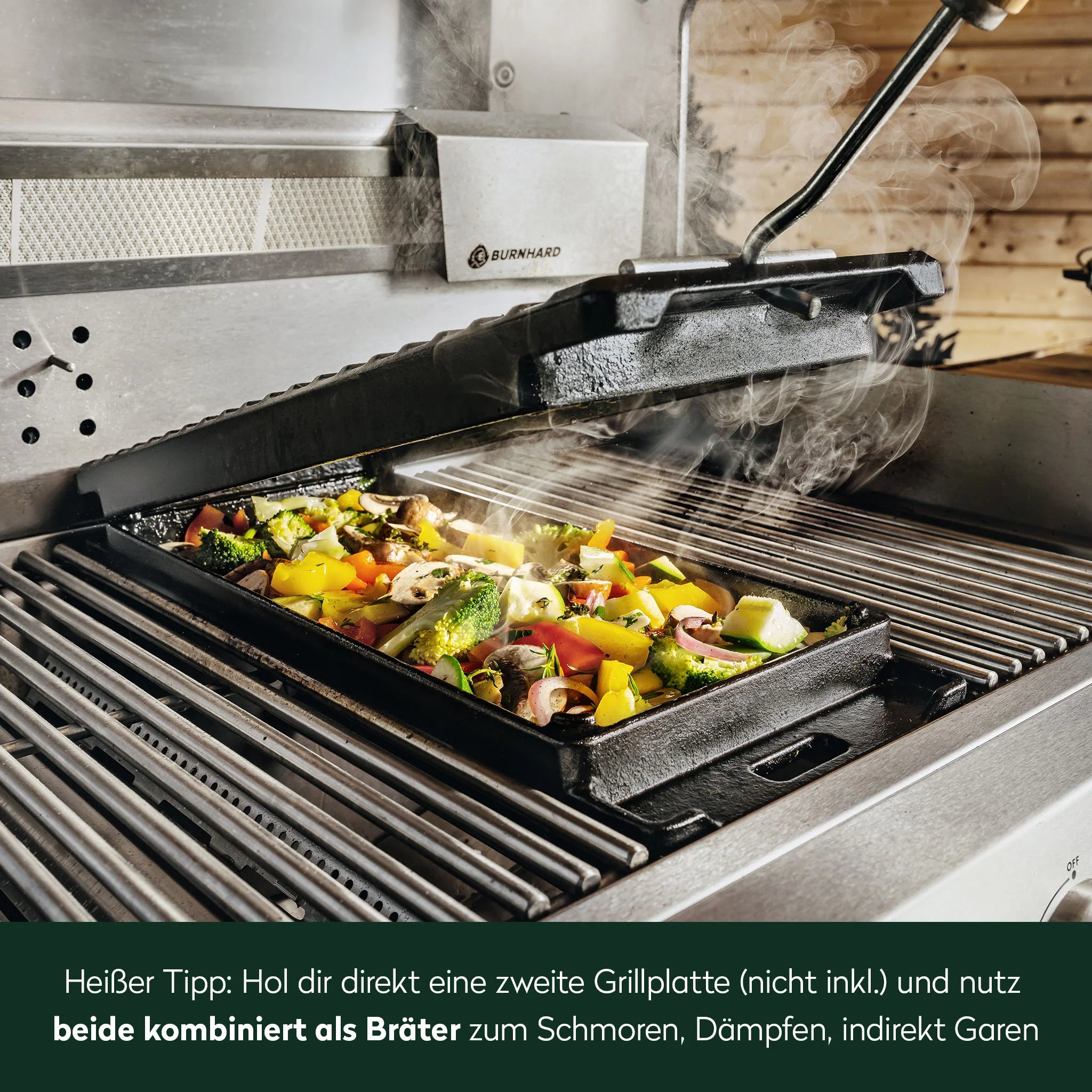 Burnhard GRANT Grillplatte Gusseisen 2-in-1, Grillzubehör, Detailansicht 7