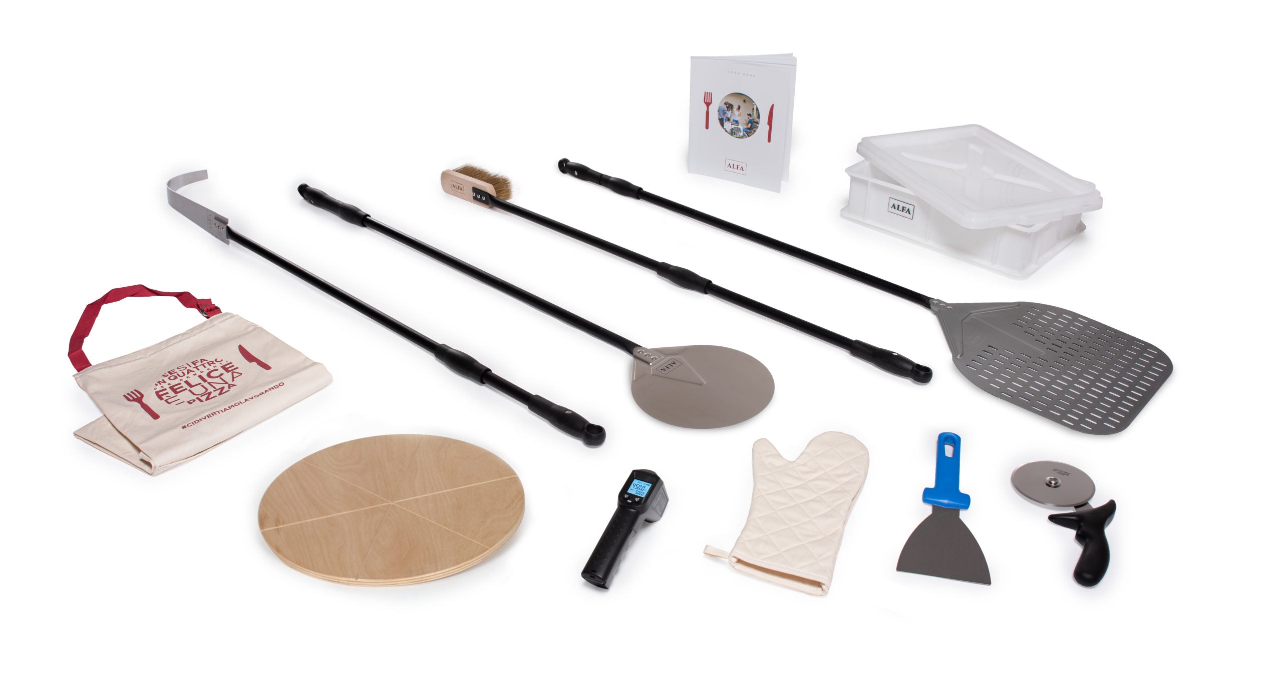 Alfa Forni Pizzaiolo, 12-teiliges Pizza Zubehör Set, Grillzubehör