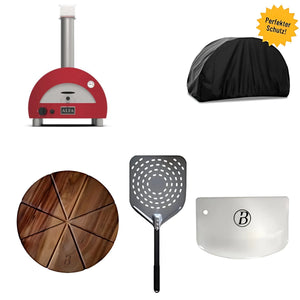 Alfa Forni Alfa Portable ROT inkl. Abdeckhaube, Babossa Pizzaschaufel, Teigschaber 2 Stk. & Pizzabrett, Pizzaofen