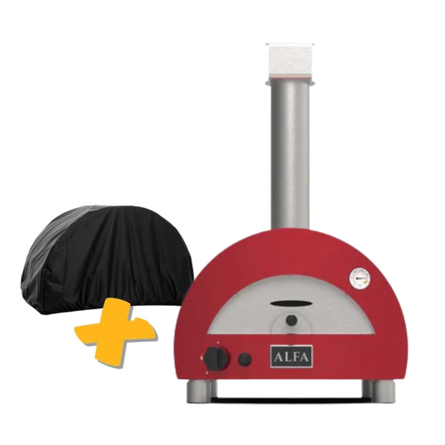 Alfa Forni Alfa Portable inkl. Abdeckhaube, Rot, Pizzaofenset