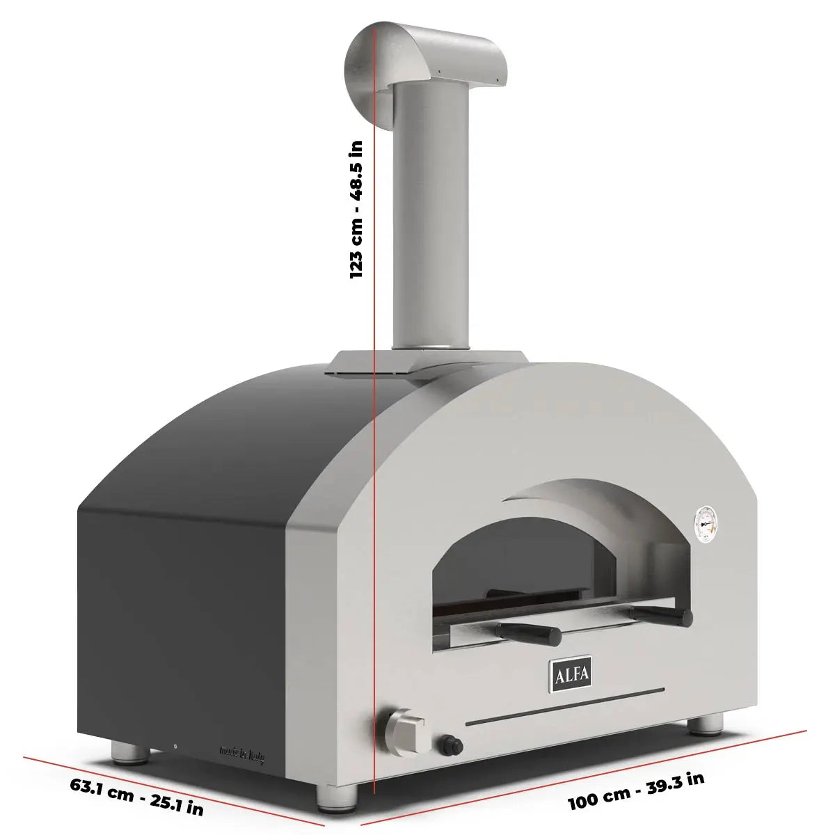 Alfa Forni Futuro 2 Pizze, Gas/ Hybrid, Silber Schwarz, Pizzaofen, Detailansicht 1