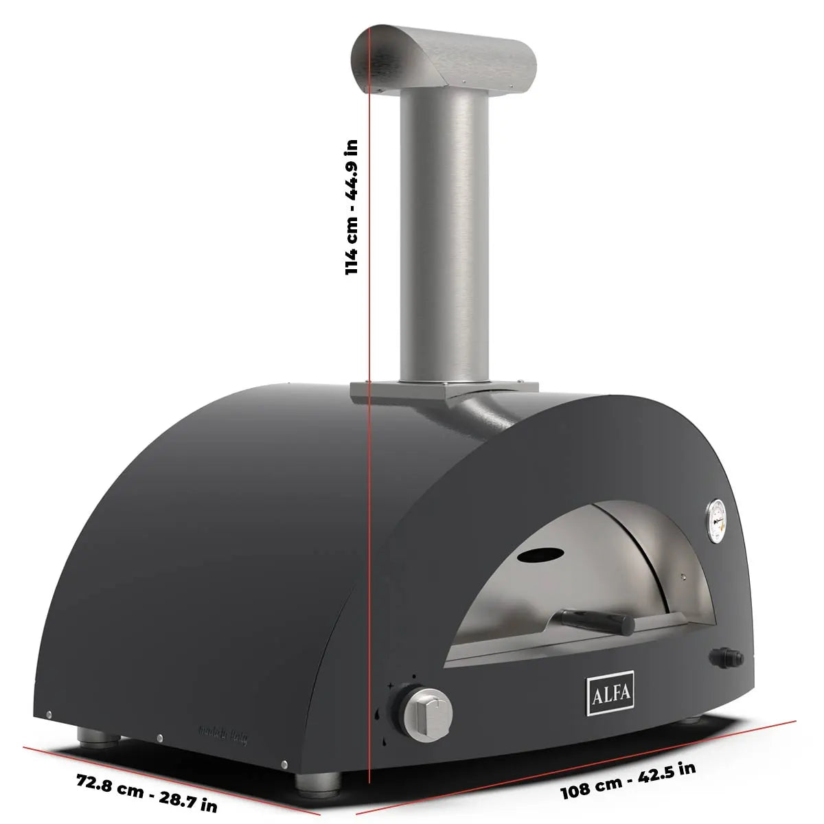 Alfa Forni Moderno 3 Pizze, Holz, Grau, Pizzaofen, Detailansicht 1