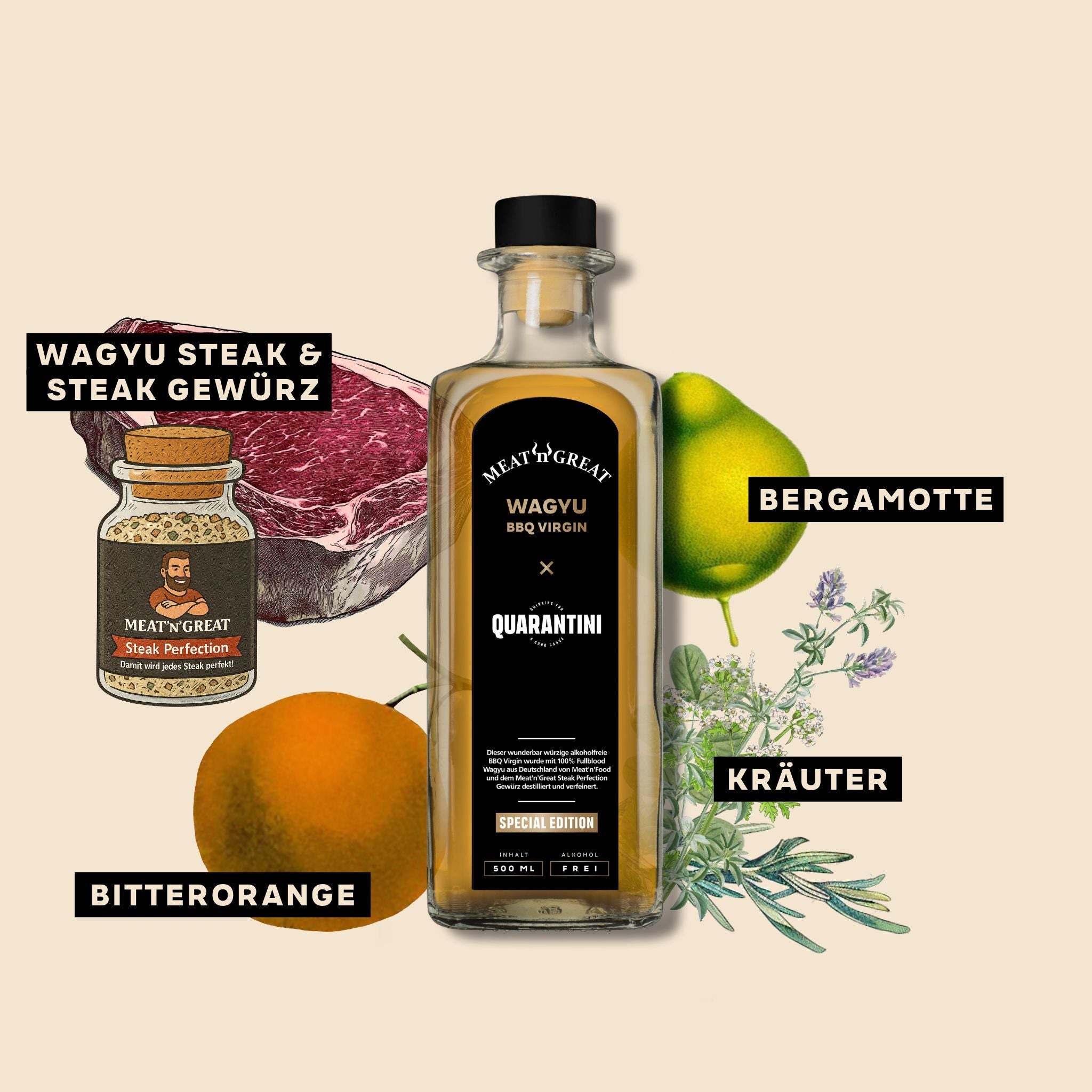 BABOSSA Quarantini × Meat'n'Great Wagyu BBQ Gin (nur 111 Packages), Alkohol, Detailansicht 3