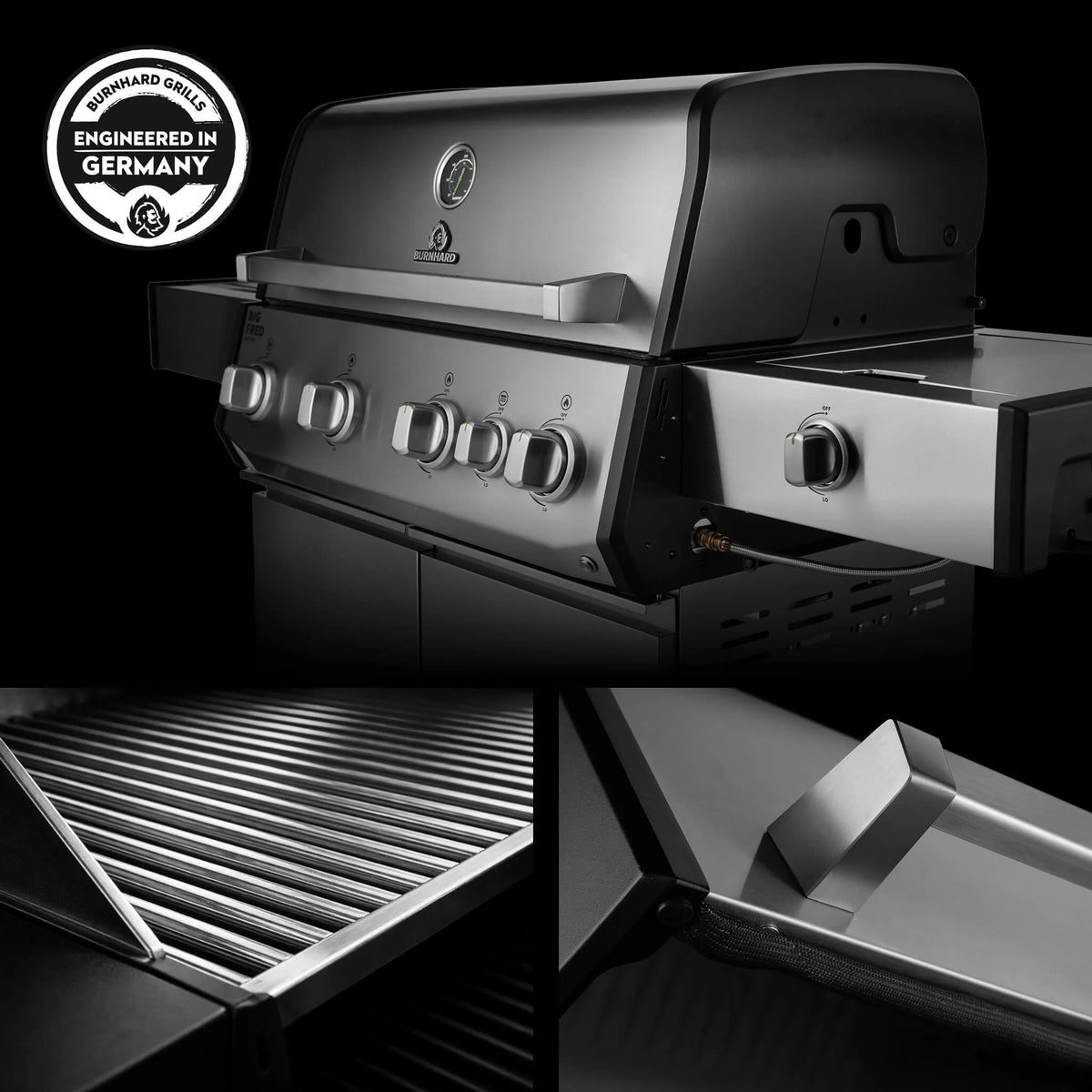 Burnhard Big FRED Deluxe Gasgrill Edelstahl 4-Brenner mit Gusseisenrost Series 4, Detailansicht 5