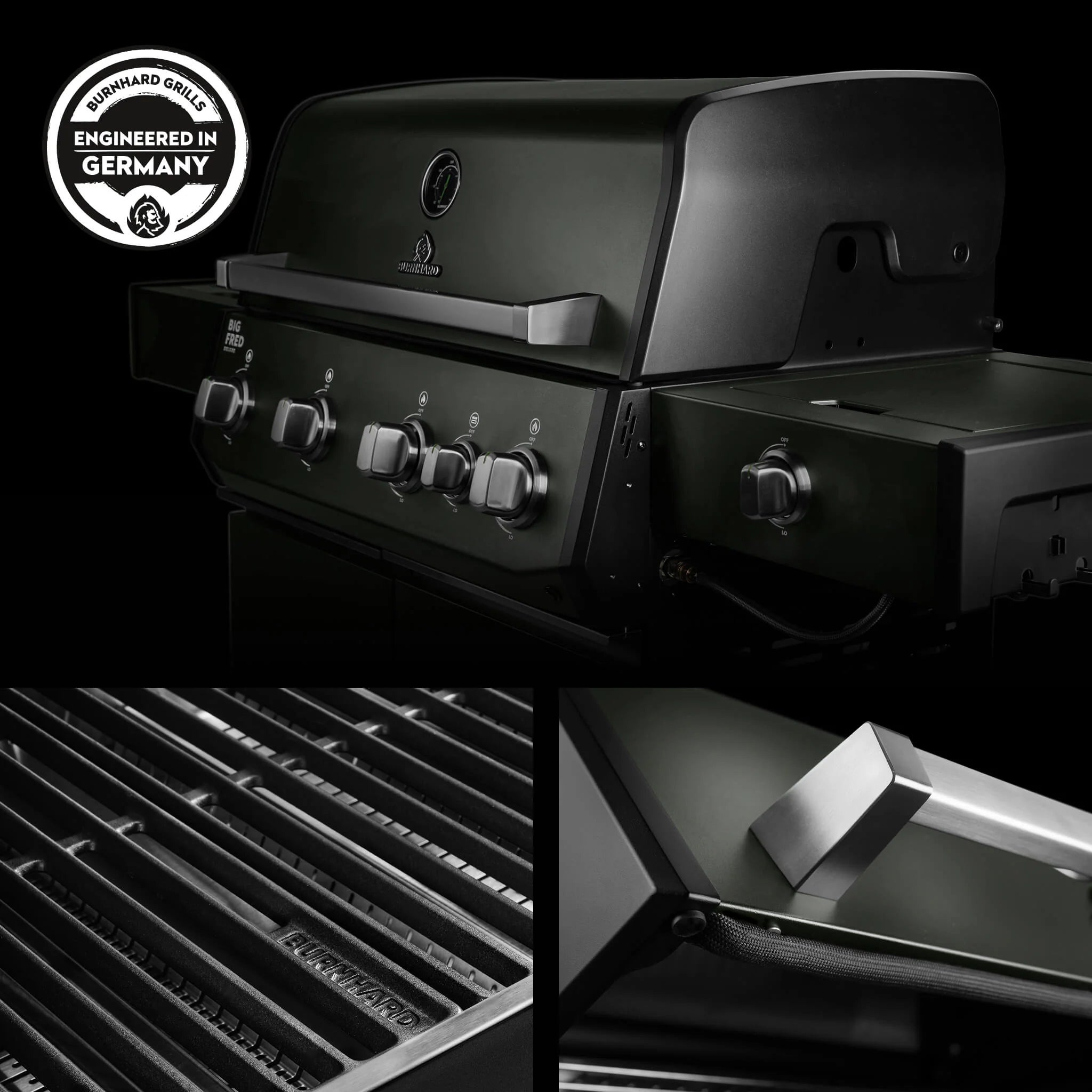 Burnhard Big FRED Deluxe Gasgrill Green Edition 4-Brenner mit Gusseisenrost Series 4, Detailansicht 4