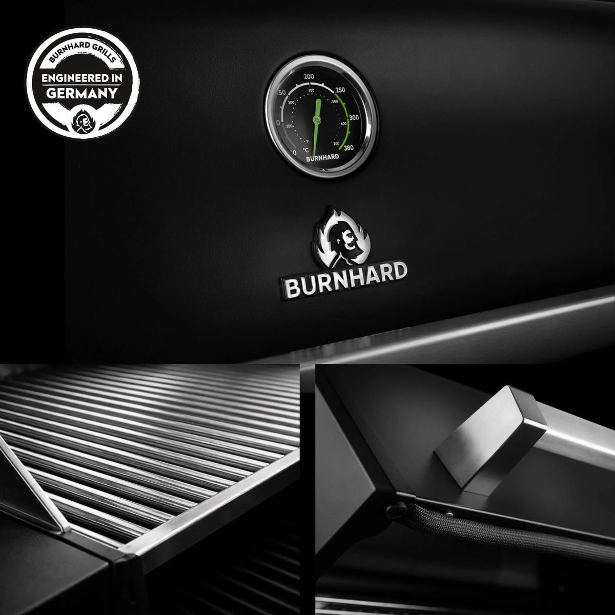 Burnhard FRED Deluxe Gasgrill 3-Brenner Black Edition mit Edelstahlrost Series 4, Grills, Detailansicht 5
