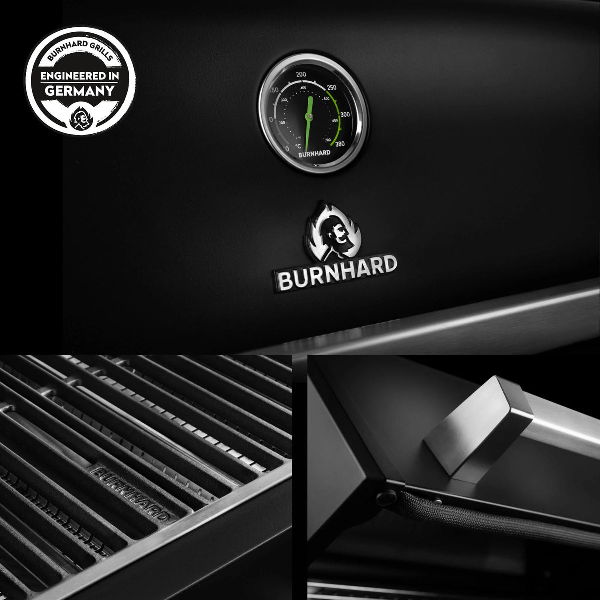 Burnhard FRED Deluxe Gasgrill 3-Brenner Black Edition mit Gusseisenrost Series 4, Grills, Detailansicht 4