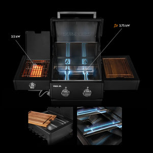 Burnhard FRED Jr. Deluxe Gasgrill Black Edition 2-Brenner mit Gussrost Series 4, Grills, Detailansicht 1