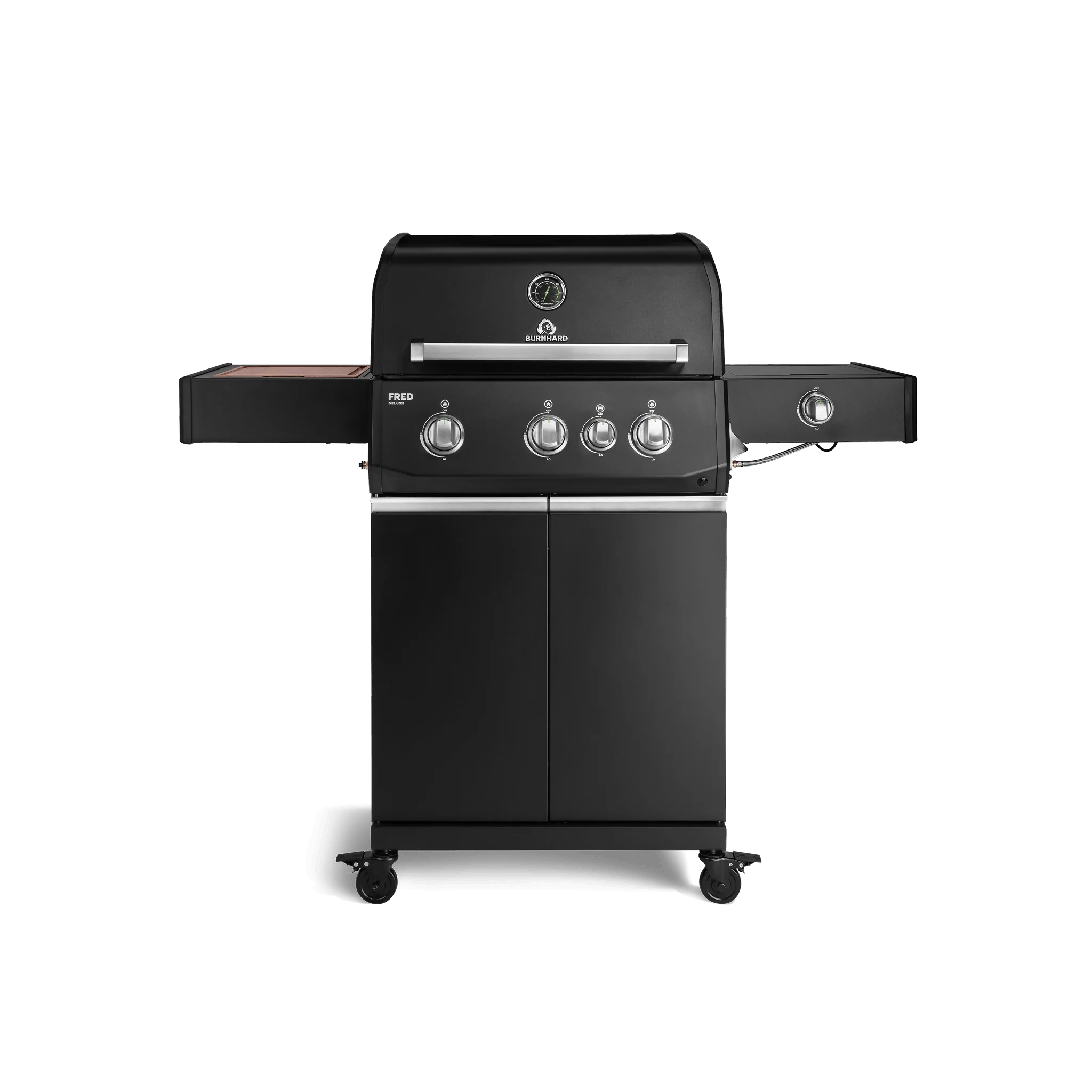 Burnhard FRED Deluxe Gasgrill 3-Brenner Black Edition mit Gusseisenrost Series 4, Grills