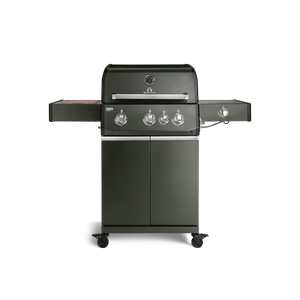 Burnhard FRED Deluxe Gasgrill 3-Brenner Green Edition mit Gusseisenrost Series 4, Grillrost aus Gusseisen, für 1 - 10