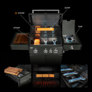 Burnhard FRED Deluxe Gasgrill 3-Brenner Green Edition mit Gusseisenrost Series 4, Grillrost aus Gusseisen, Detailansicht 2