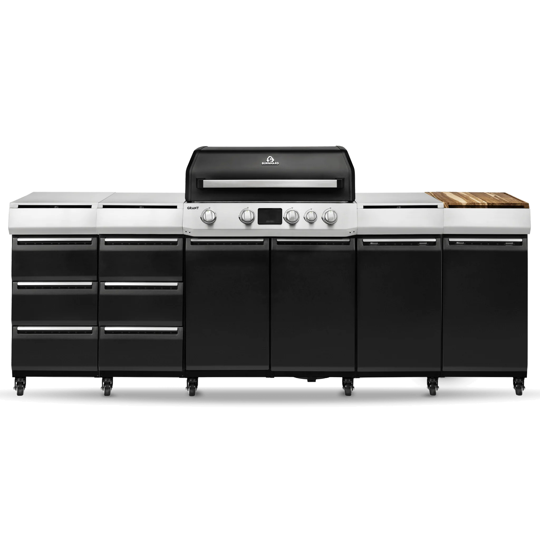 Burnhard GRANT Station - Modularer Gasgrill 4-Brenner mit Türen und Gusseisenrost, Außenküche
