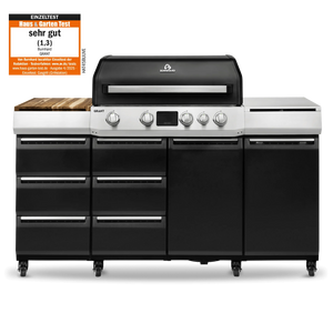 Burnhard GRANT Pro - Modularer Gasgrill 4-Brenner mit Schubladen und Gusseisenrost, Grillrost aus Gusseisen