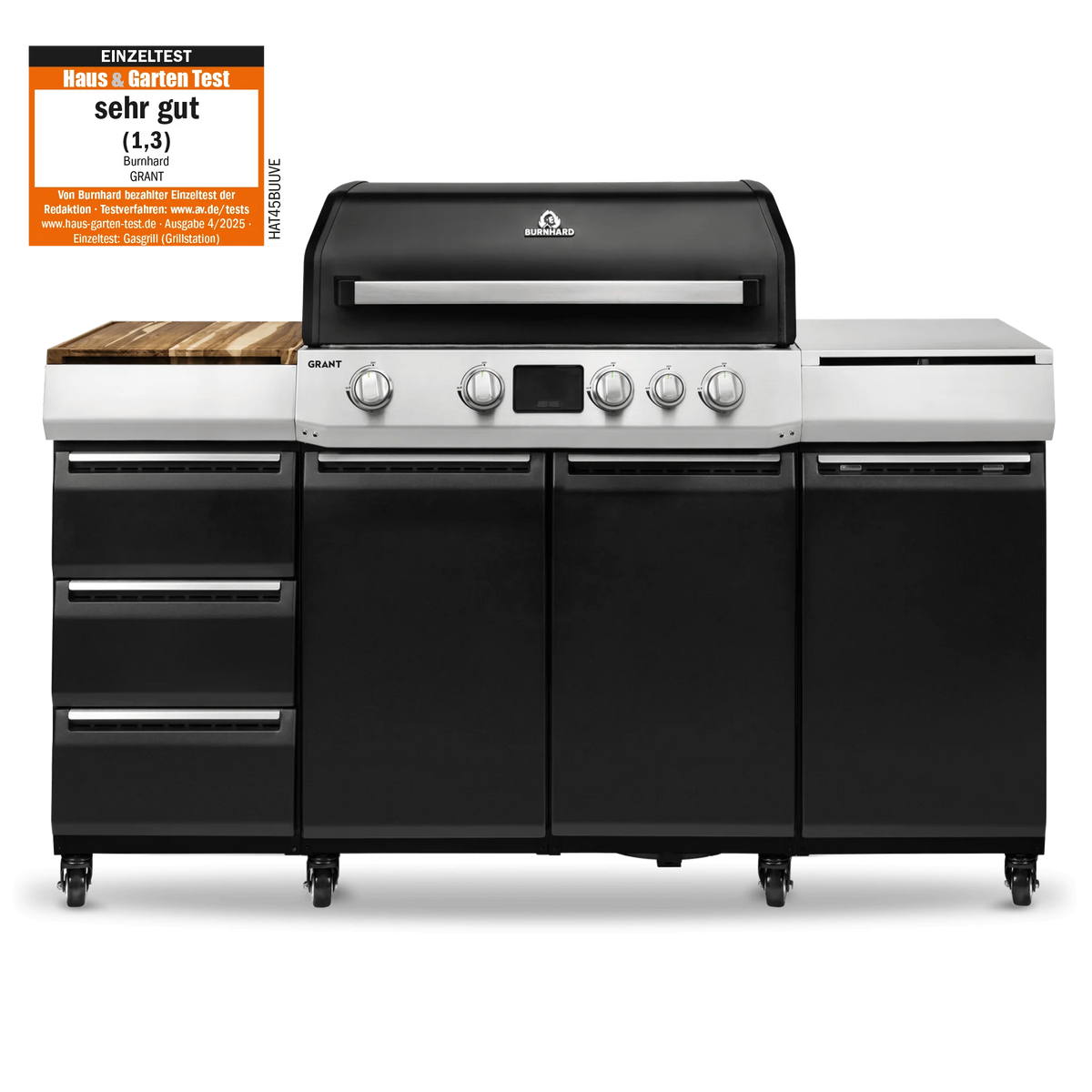 Burnhard GRANT Pro - Modularer Gasgrill 4-Brenner mit Türen und Gusseisenrost, Grillrost aus Gusseisen