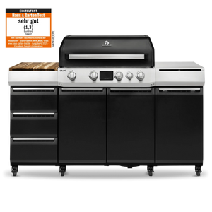 Burnhard GRANT Pro - Modularer Gasgrill 4-Brenner mit Türen und Gusseisenrost, Grillrost aus Gusseisen