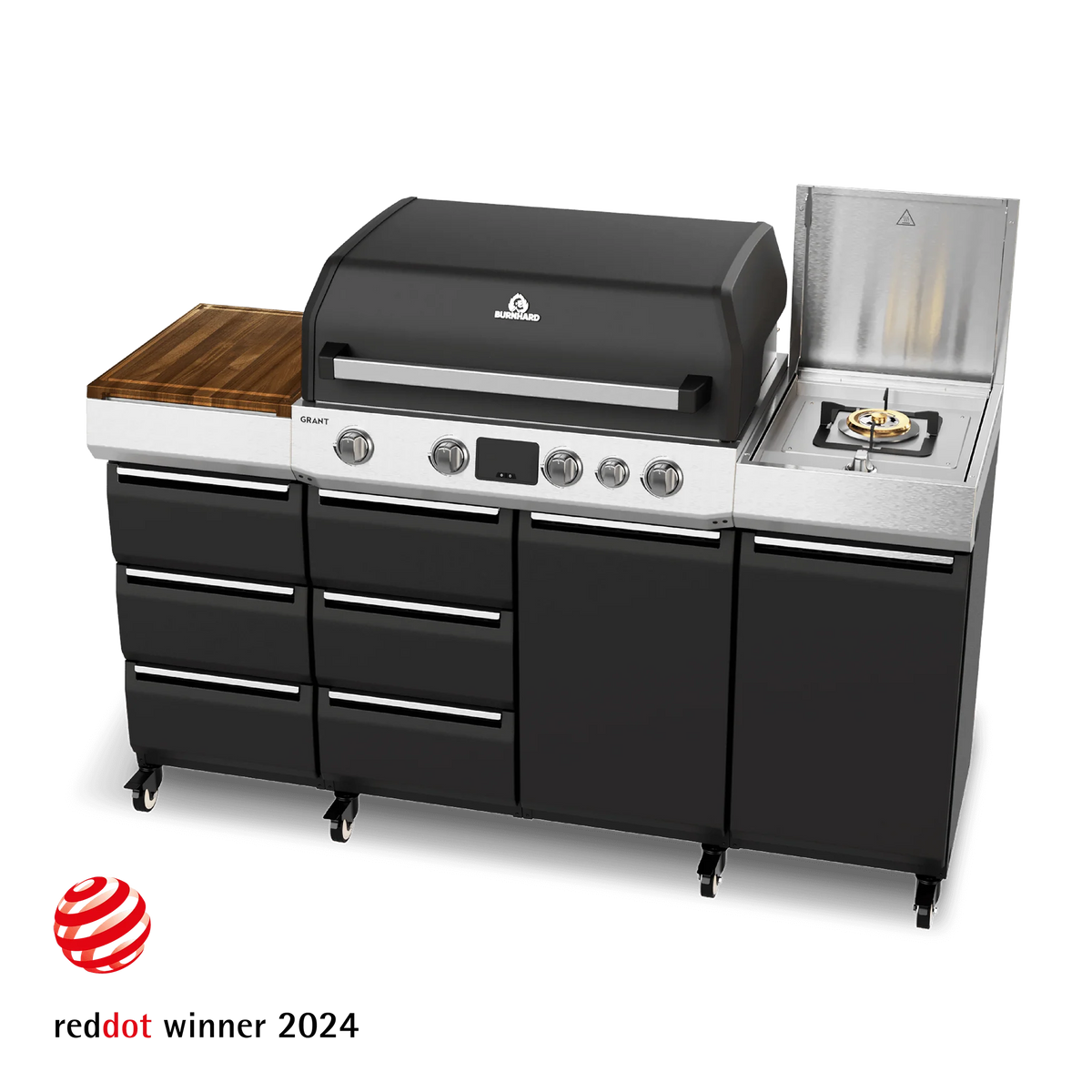 Burnhard GRANT Pro - Modularer Gasgrill 4-Brenner mit Türen und Gusseisenrost, Grillrost aus Gusseisen, Detailansicht 2