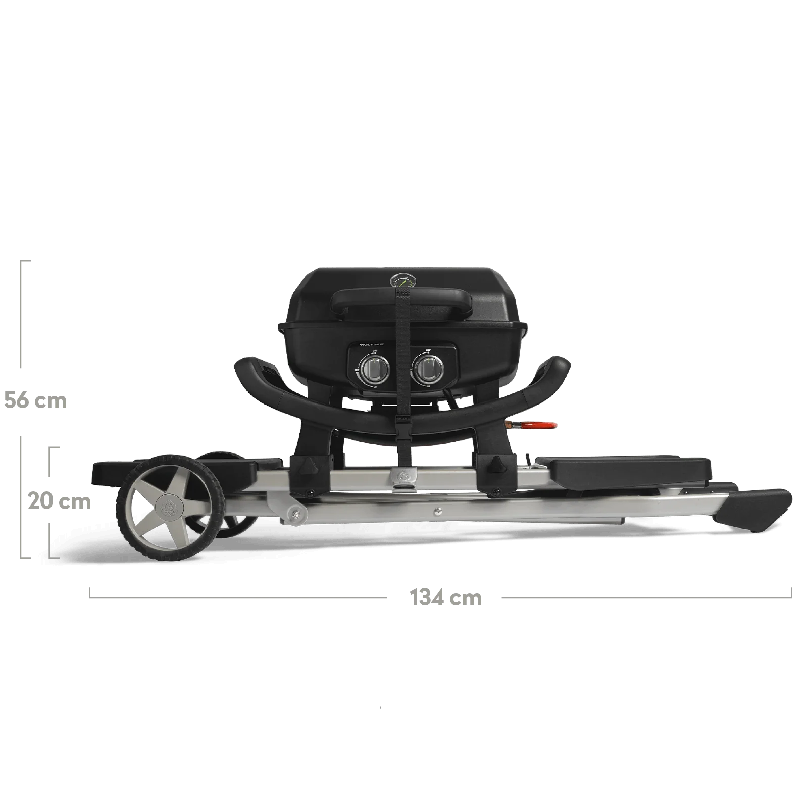 Burnhard WAYNE Balkongrill 2-Brenner inkl. Rollwagen, Grillrost aus Gusseisen, für 1 - 3 Personen, Detailansicht 3