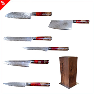BABOSSA "Ignite" 6-teiliges Messerset mit Messerblock, Messer