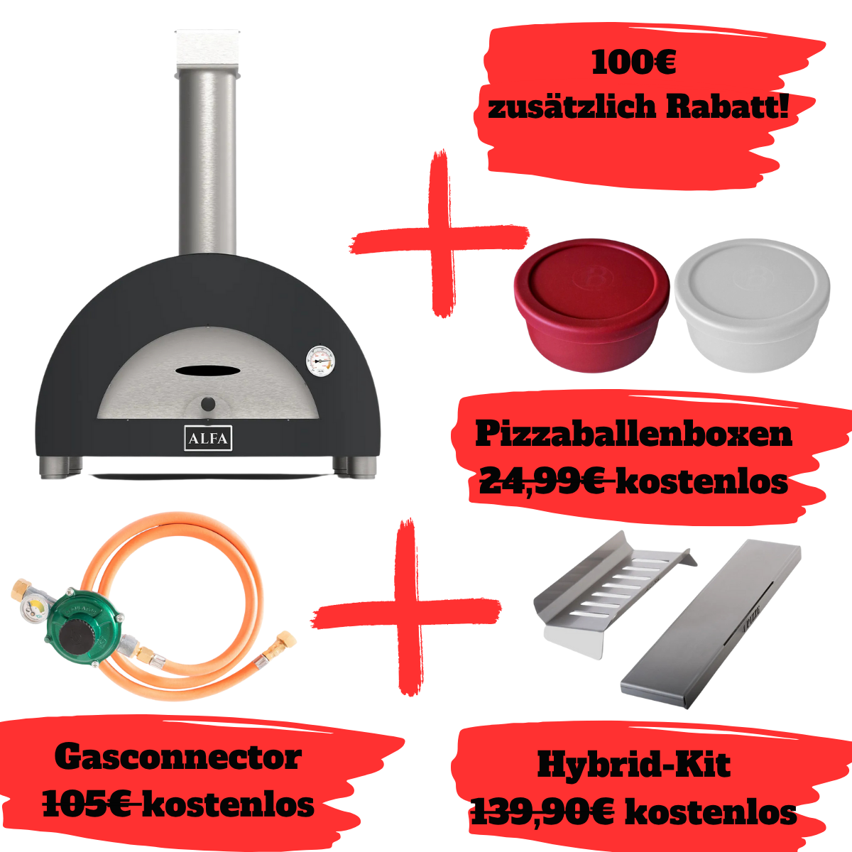 Alfa Forni Moderno 1 Pizza, Gas/ Hybrid, grau, Pizzaofen