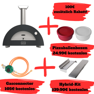 Alfa Forni Moderno 2 Pizze Bundle, Gas/ Hybrid, Grau, Pizzaofen