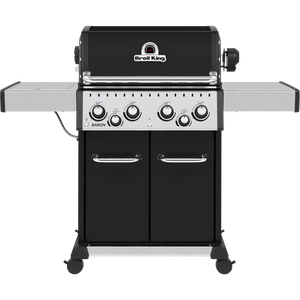 Broil King Baron 490 Schwarz 4 Brenner Gasgrill inklusive Drehspieß - aktuelles Modell in Frontansicht