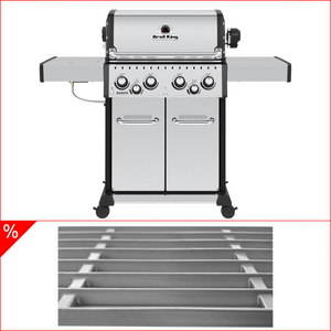 Broil King Baron S 490 IR inkl. Drehspieß, Infrarotbrenner & 4Edelstahlgussroste, Grillbundle