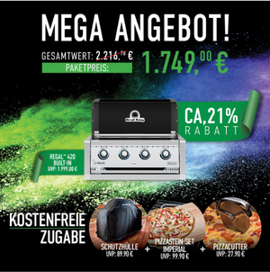 Broil King Regal 420 Built-In Bundle inkl. Abdeckhaube, Pizzastein und Pizzacutter, Grillbundle