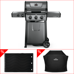 Napoleon Freestyle 365 Graphit - mit Seitenbrenner inkl. Abdeckhaube & Gussplatte, Grillbundle