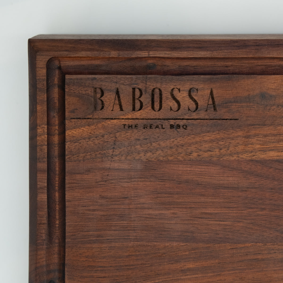 BABOSSA| Nussbaum Schneidebrett XL| Naturkante| Saftrille| 70x40x6 cm, Holzbrett, Detailansicht 2