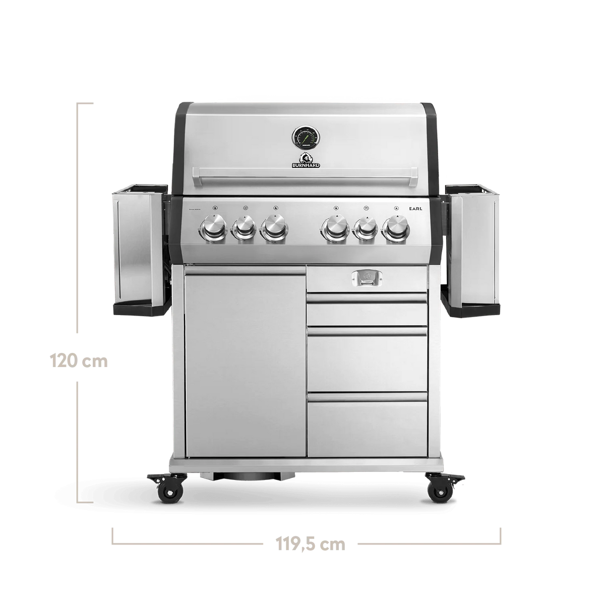 Burnhard Big EARL Premium-Gasgrill 4-Brenner Edelstahl mit Gusseisenrost, Grillrost aus Gusseisen, Detailansicht 1