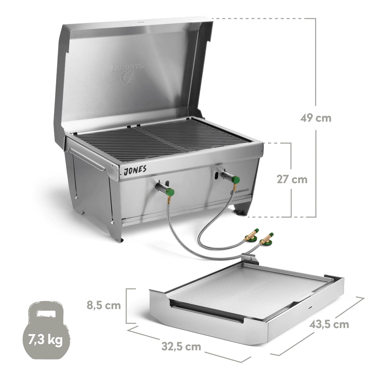 Burnhard JONES Campinggrill 2-Brenner, Detailansicht 1