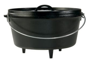 Lodge Camp Dutch Oven 12 Inch (tief), Topf mit 3 Füßen, inkl. Deckel, ca. 30, 48 cm Ø, Grillzubehör