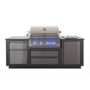 Napoleon OASIS™ 105 Outdoor-Küche, Propangas-Einbaugrill Prestige® 500 mit SIZZLE ZONE™ Seitenbrenner, Edelstahl, Außenküche
