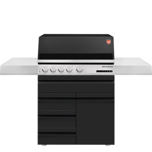 Otto Wilde G32" Connected mit Seitenablagen, 3 Schubladen + 1 Tür (NEUES MODELL), Grillrost aus Edelstahlguss