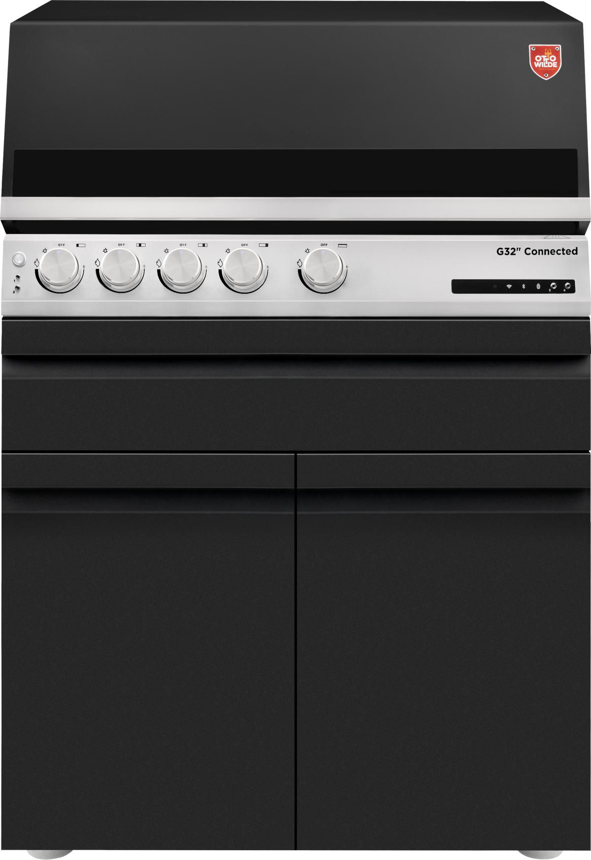 Otto Wilde G32 Connected, 2 Türen (NEUES MODELL) inkl. Gasbuddy, 4er Set Kerntemperaturfühler und Einlegeboden, Grillrost aus