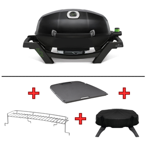 Napoleon TravelQ PRO285E, Elektrogrill BUNDLE inkl. Gussplatte, Abdeckhaube & Warmhalterost, Grillbundle